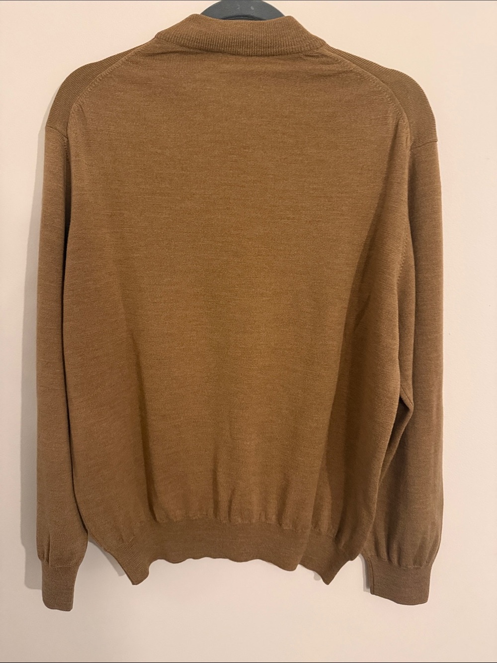 Toscano 100% Merino Wool Mock Neck Sweater Mens M Camel Brown Italy - Picture 6 of 8